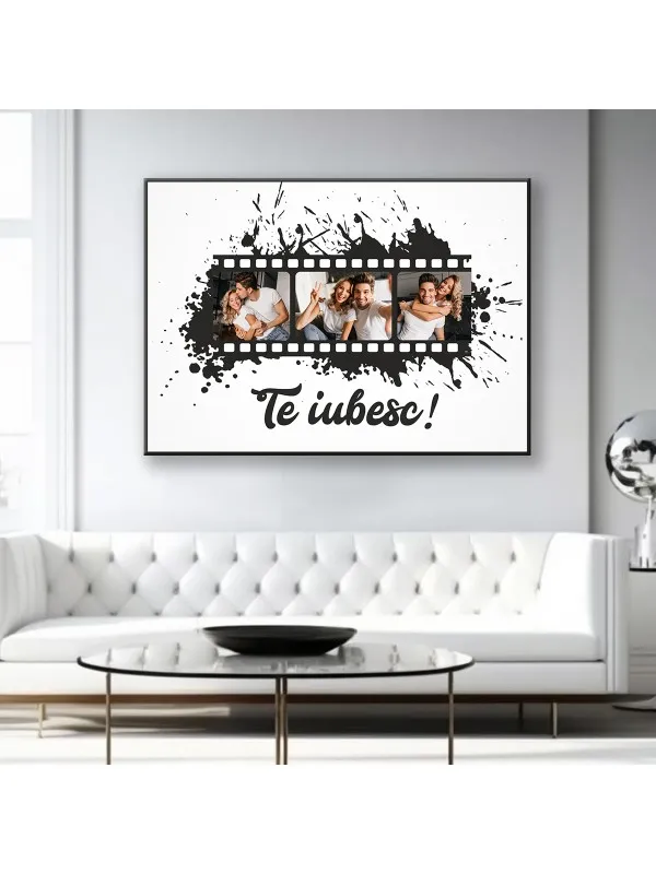 Tablou canvas personalizat colaj de iubire cu 3 poze – Te iubesc