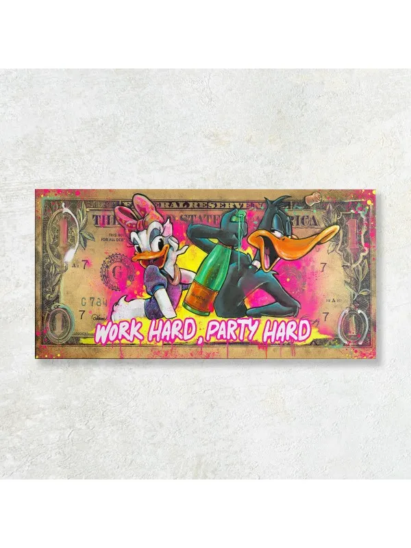 Tablou canvas Work hard, party hard – pop art