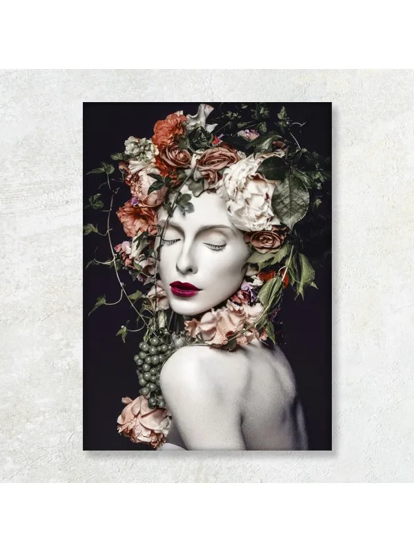 Tablou canvas Reflectarea interiorului – portret cu flori