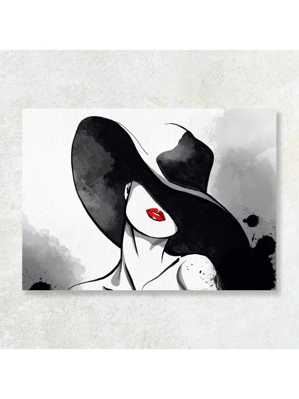 Tablou canvas Gânduri sub pălărie – portret feminin