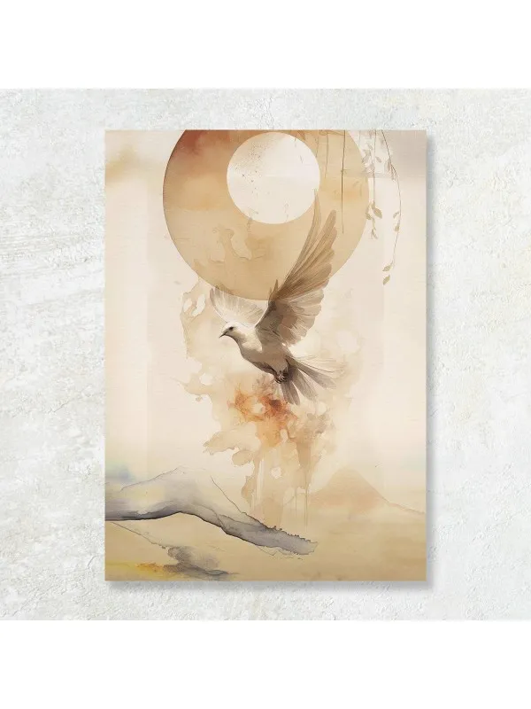 Tablou canvas Între cer și pământ – porumbel pe fond abstract