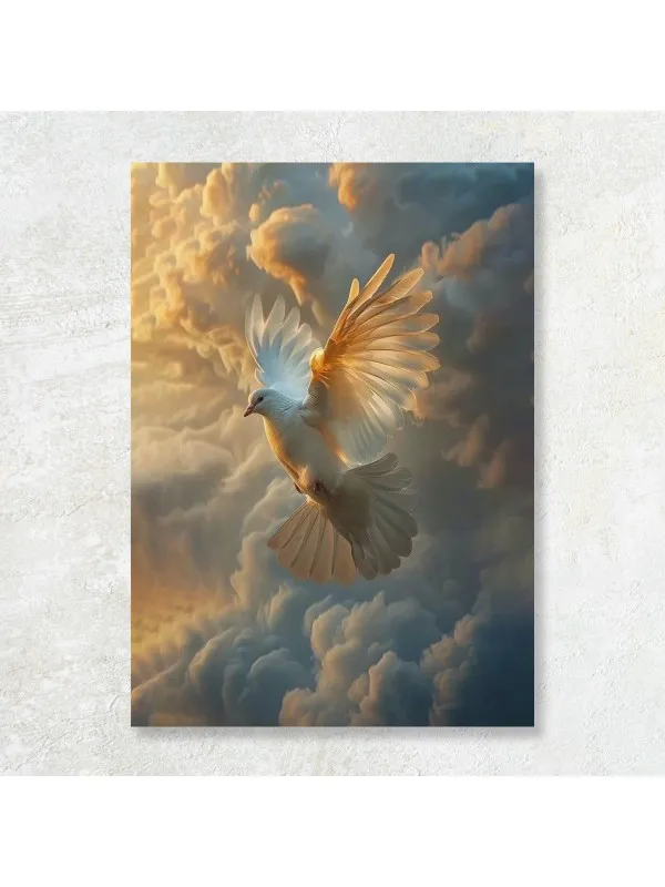 Tablou canvas Zborul libertății – porumbel alb printre nori