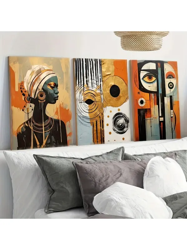Set 3 tablouri cu femei africane – stil boho, 40x60 cm fiecare