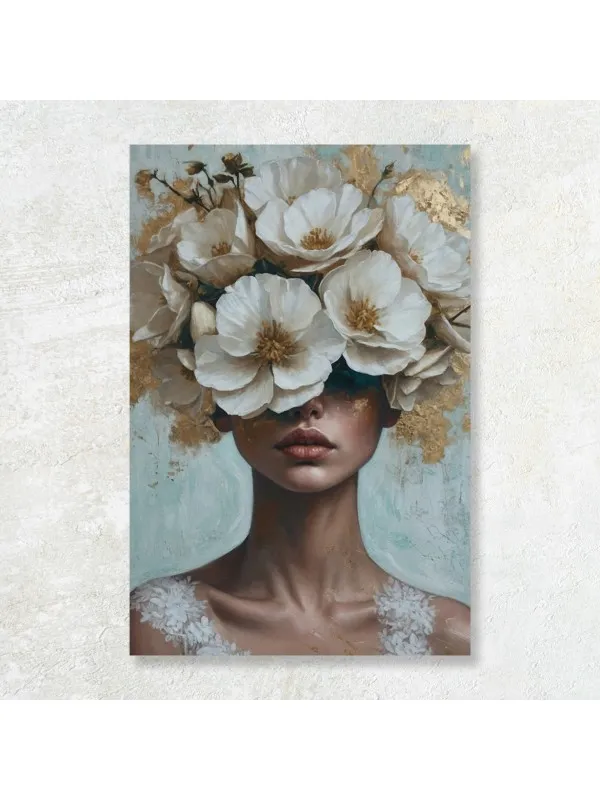 Tablou canvas Gânduri înflorite – portret feminin