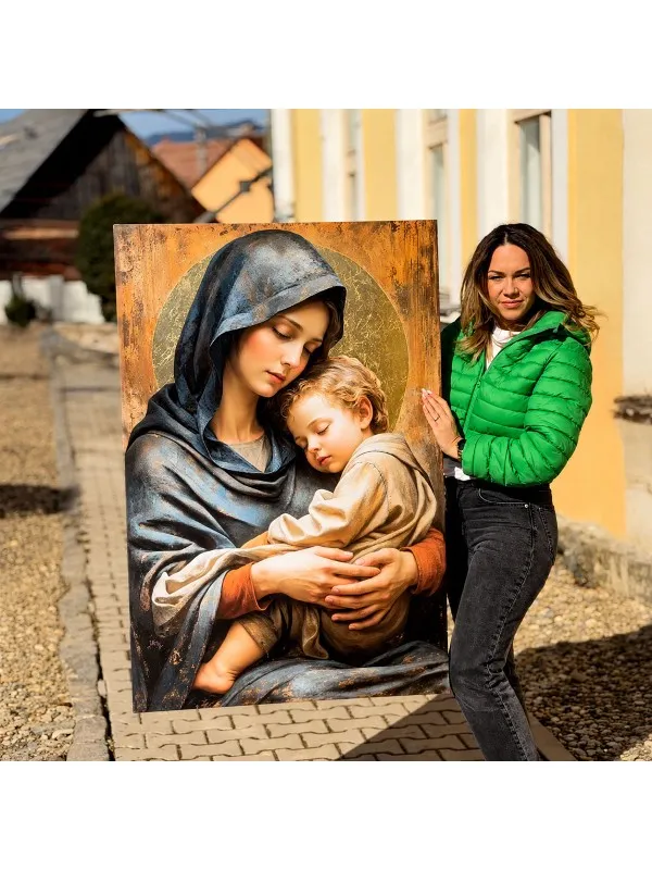 Icoana Maicii Domnului cu Pruncul – cu foiță aurie, model II