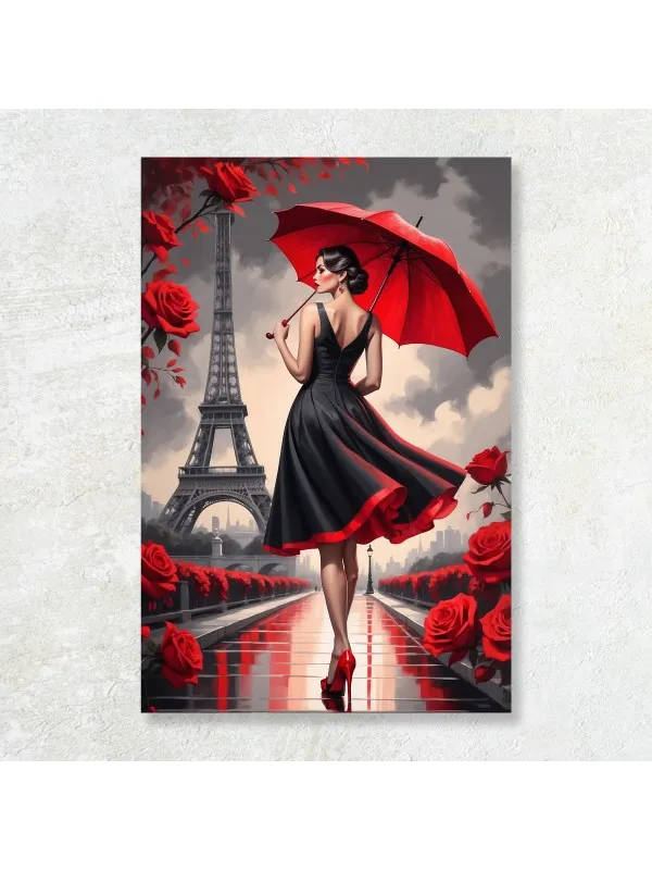 Tablou canvas Umbrela roșie – portret artistic de femeie